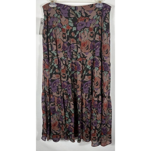 Lauren Ralph Lauren Black Label Women's Floral Crinkle Maxi Skirt Size 10 - 539 - Picture 2 of 8